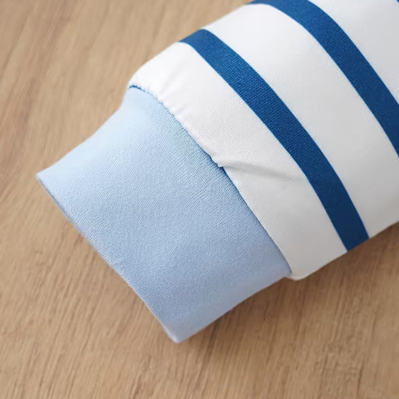 Lovely Puppy Stripe Print Faux Two Piece Baby Boy Jumpsuit