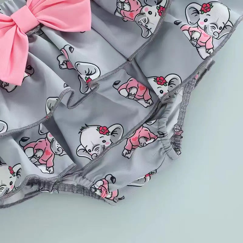 3PCS Lovely Elephant Printed Baby Set