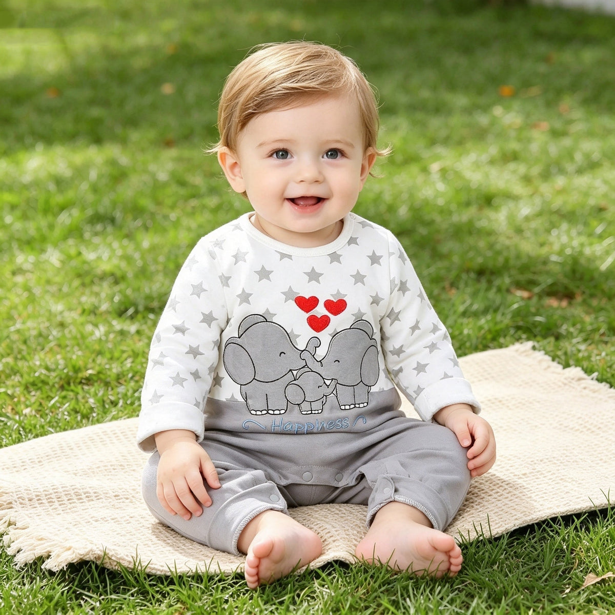 All Over Star with Elephant Printed Jumpsuit