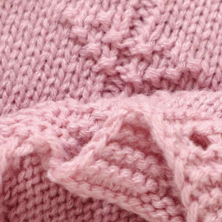 Cozy Solid Color Lace Knitted Long Sleeve Baby Girl Jumpsuit