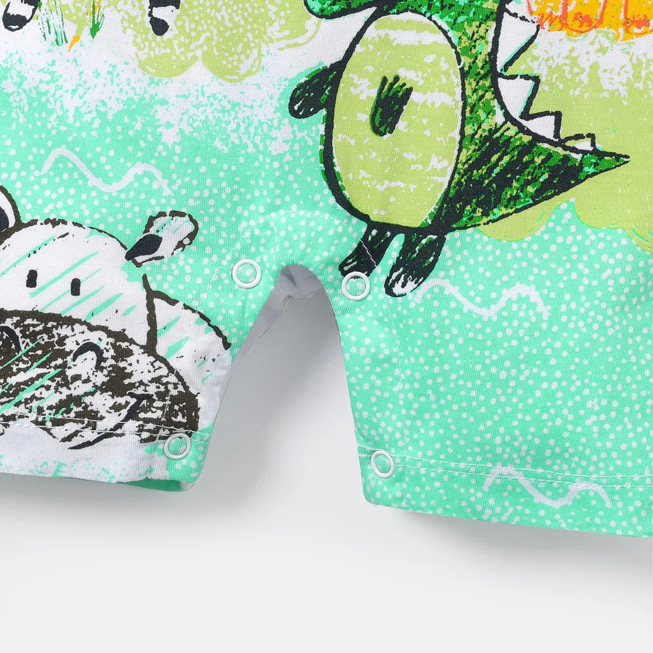 Lovely Colored Pencil Animals Printed Baby Jumpsuit
