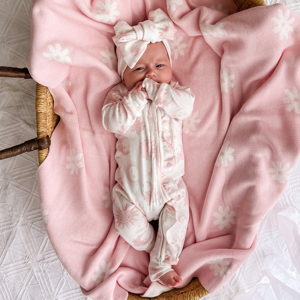 2PCS Pretty Moon Printed Long Sleeve Baby Jumpsuit