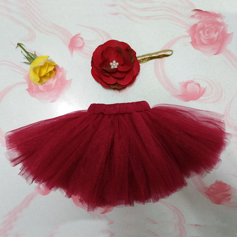 Newborn Photography Princess Tutu Skirt Headband-Burgundy