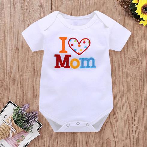 2PCS I Love Mom/Dad Lovely Letter Printed Baby Romper