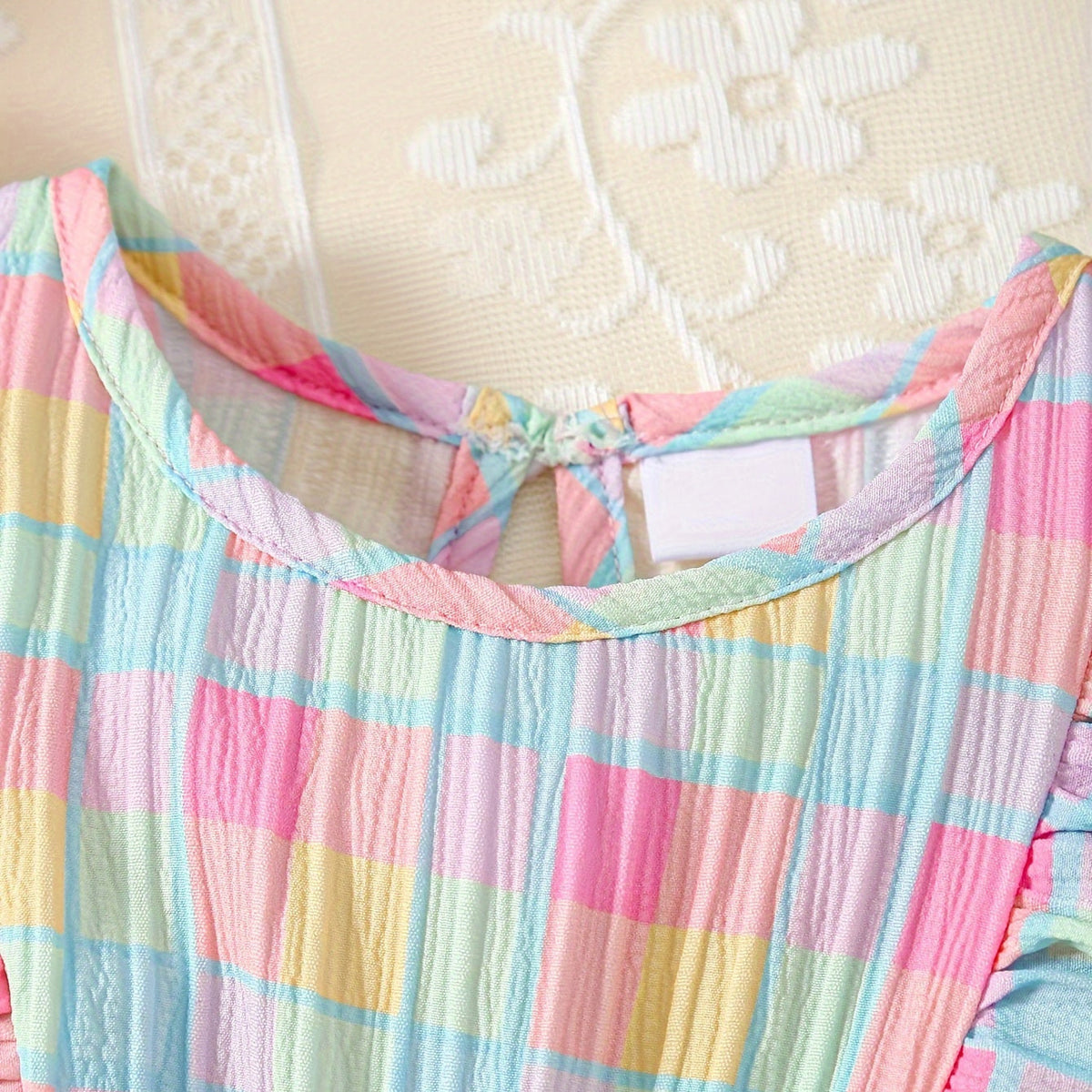 2PCS Pretty Plaid Printed Sleeveless Baby Jumpsuit