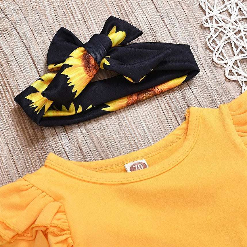 3PCS Sunflower Printed Baby Set