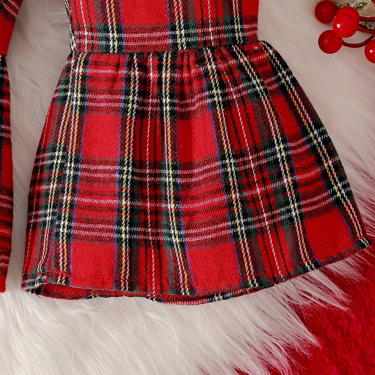 3PCS Chic Plaid Printed Bow Long Sleeve Baby Girl Set