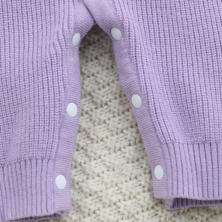 Pretty Colorblock Knit Long Sleeve Baby Girl Jumpsuit