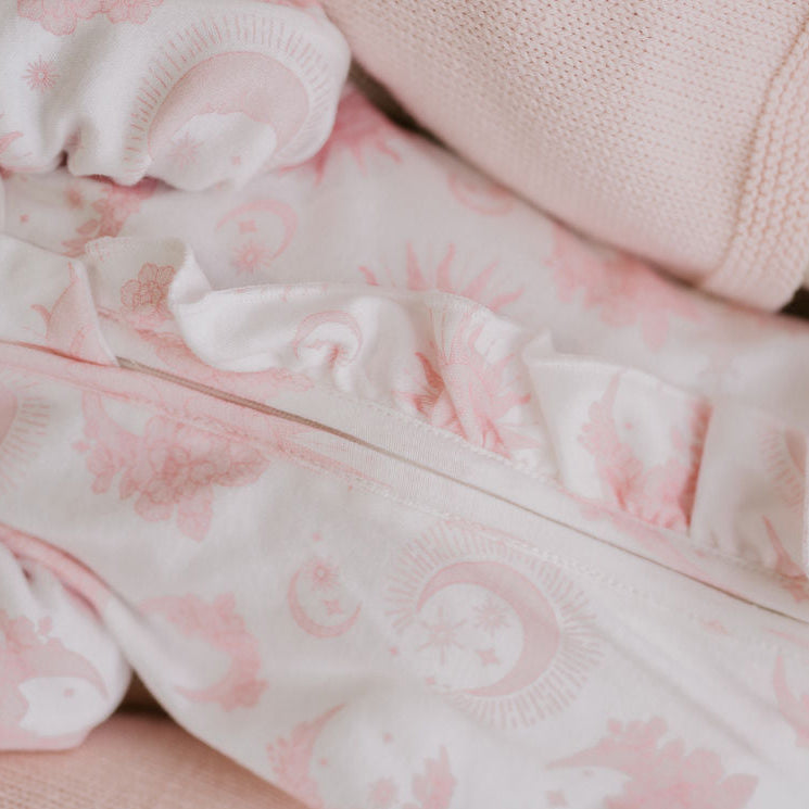 2PCS Pretty Moon Printed Long Sleeve Baby Jumpsuit