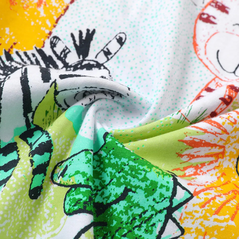 Lovely Colored Pencil Animals Printed Baby Jumpsuit