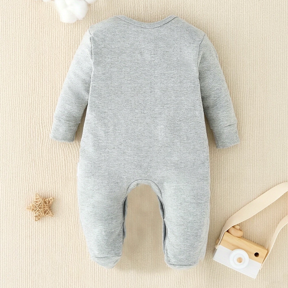 Casual My Grandma Loves Me Letter Elephant Print Baby Jumpsuit