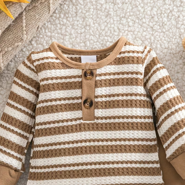 2PCS Stylish Stripe Print Long Sleeve Baby Boy Set