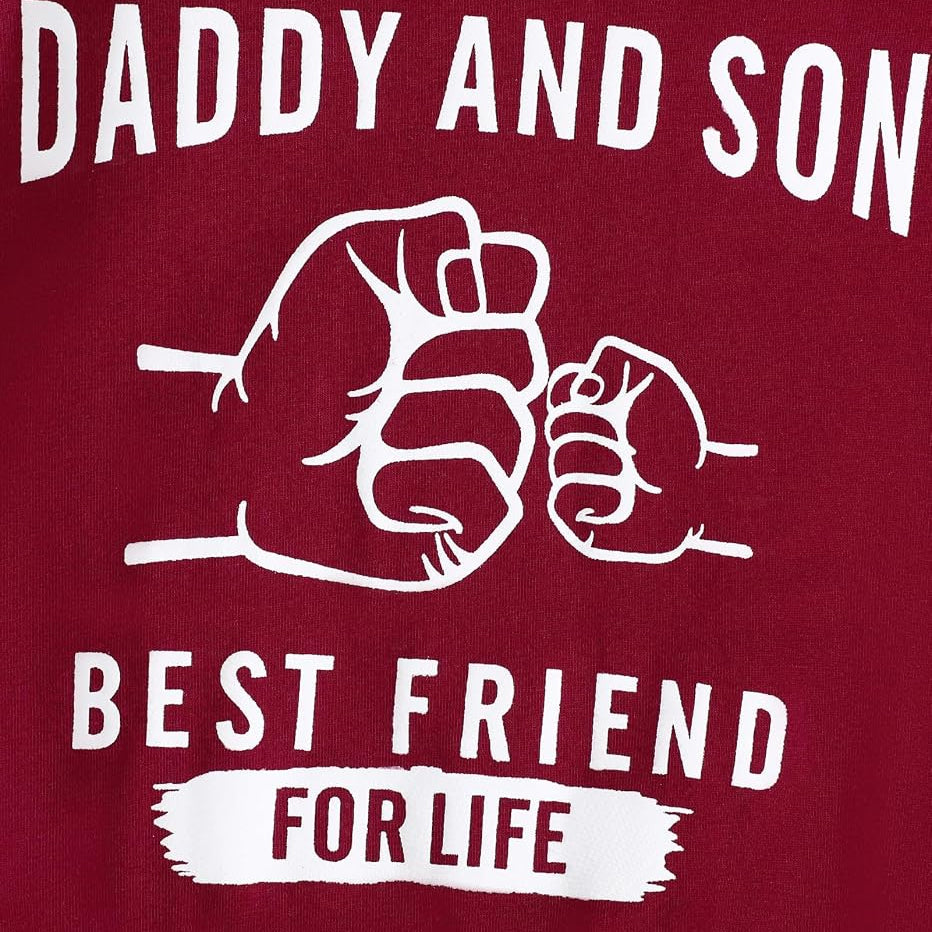 2PCS Daddy and Son Letter Plaid Print Long Sleeve Hoodie Baby Boy Set