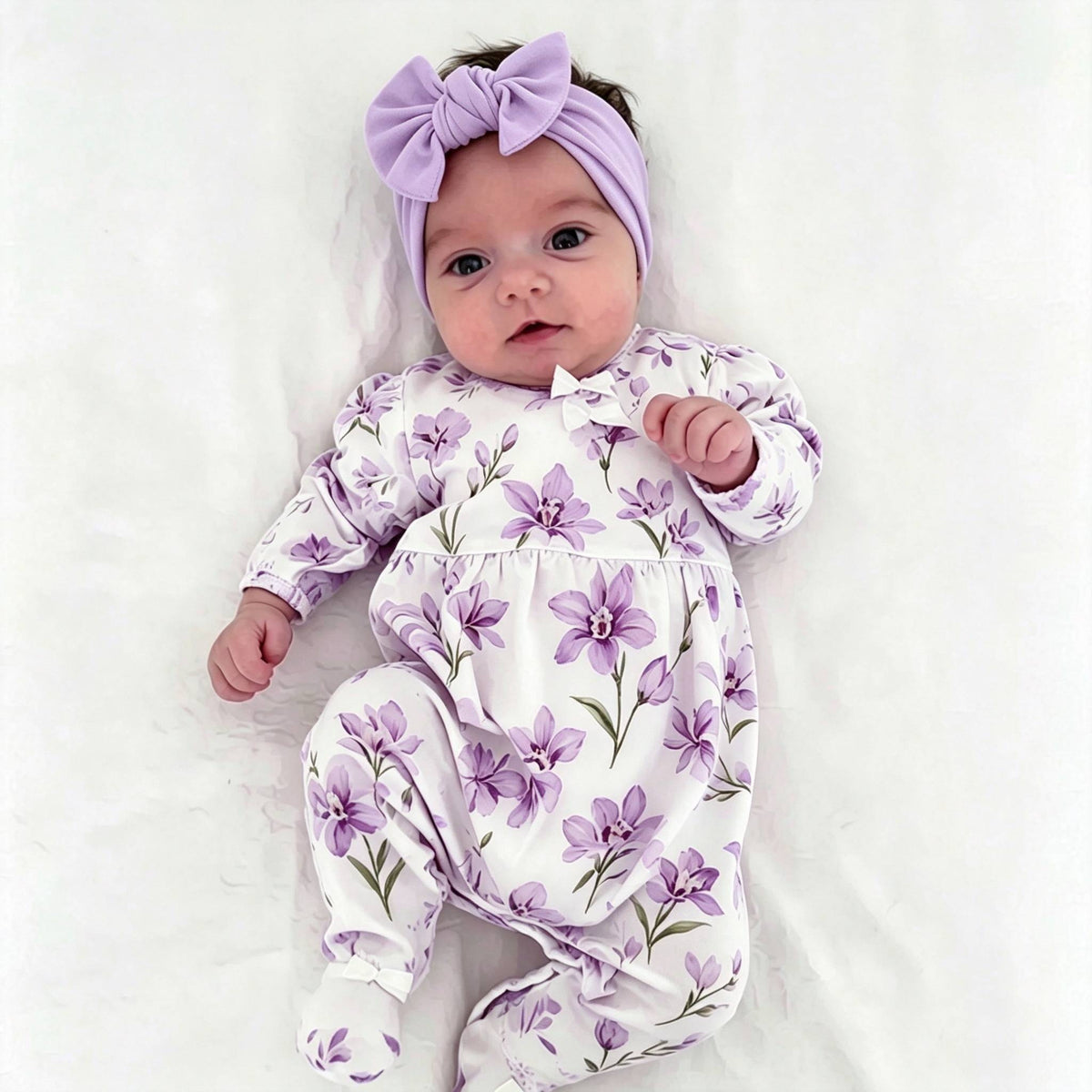 Grace Floral Printed Long Sleeve Baby Jumpsuit