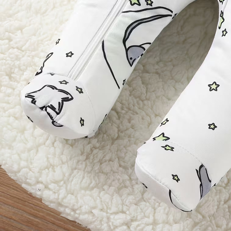 Lovely Elephant Stars Print Long Sleeve Zipper Baby Jumpsuit